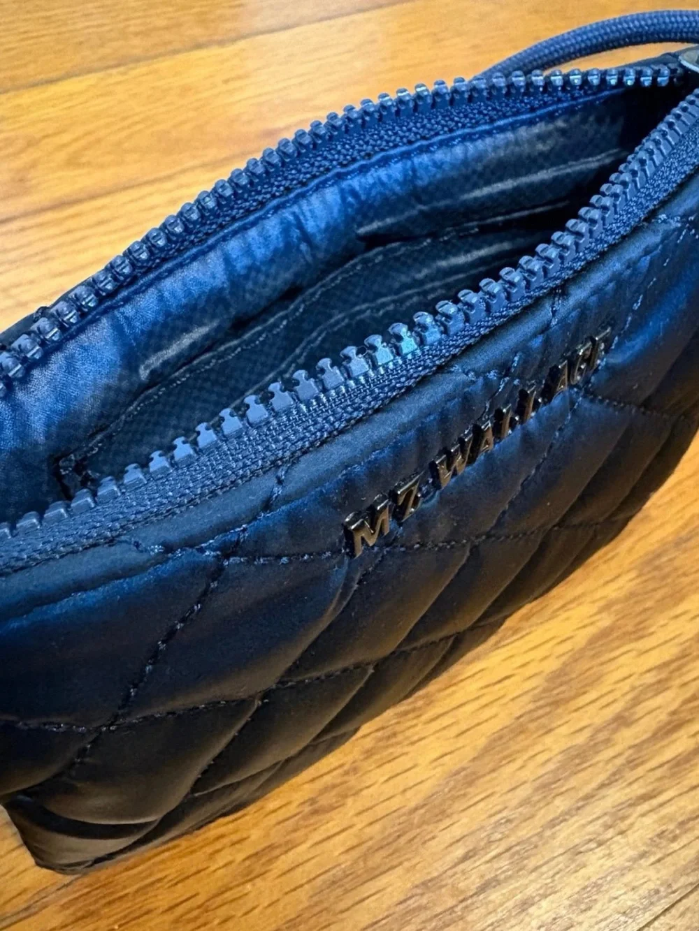 NWOT MZ Wallace Micro Quilted Navy Blue  Shiny Crossbody Bag - Designer Style